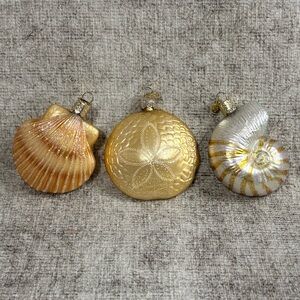 Old World Christmas Coastal Ornament Set – Shell Sand Dollar Nautilus